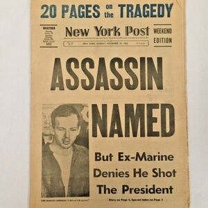 Nov 24 1963 Vintage NY Post Newspaper JFK Kennedy Assassin Named Complete Paper